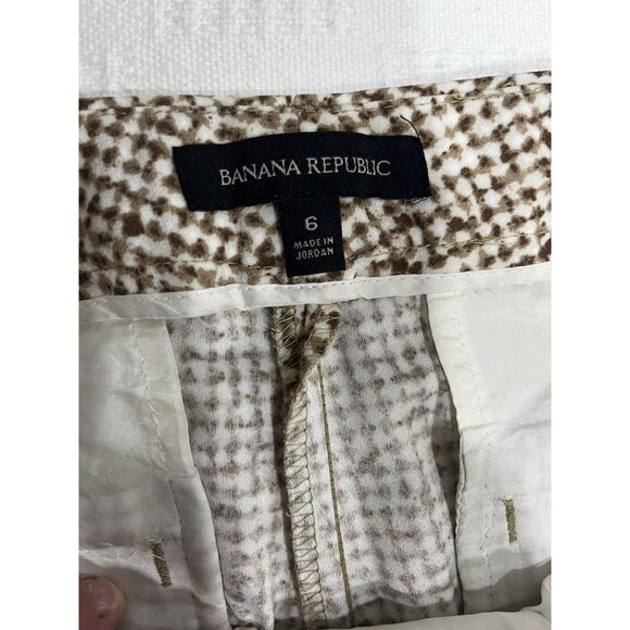 Banana Republic Blake Crop Pants Womens 6 Tan White Flat Front Wide Leg RN54023 - Picture 3 of 4